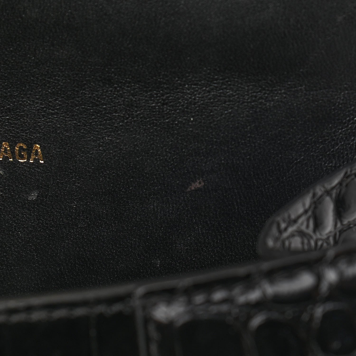 Balenciaga Shiny Calfskin Crocodile Embossed Hourglass Top Handle Bag XS Black 17 of 17