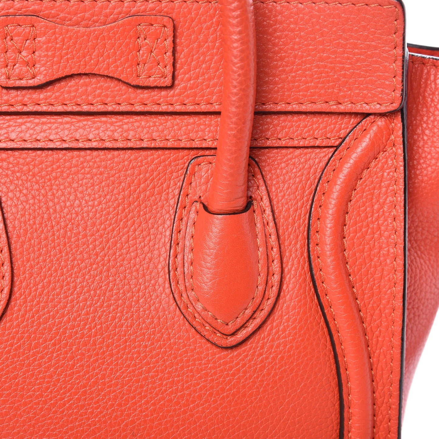 Drummed Calfskin Nano Luggage Vermillion