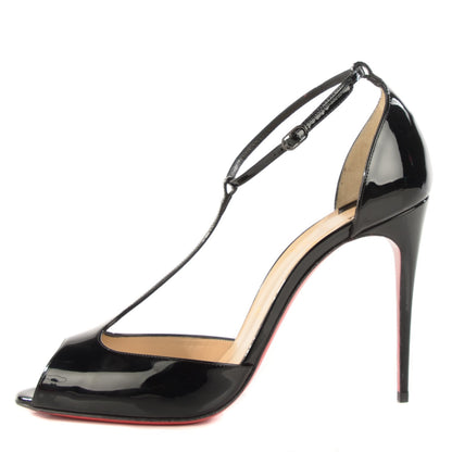 Christian Louboutin Patent Senora 100 Sandals 40.5 Black 1 of 7