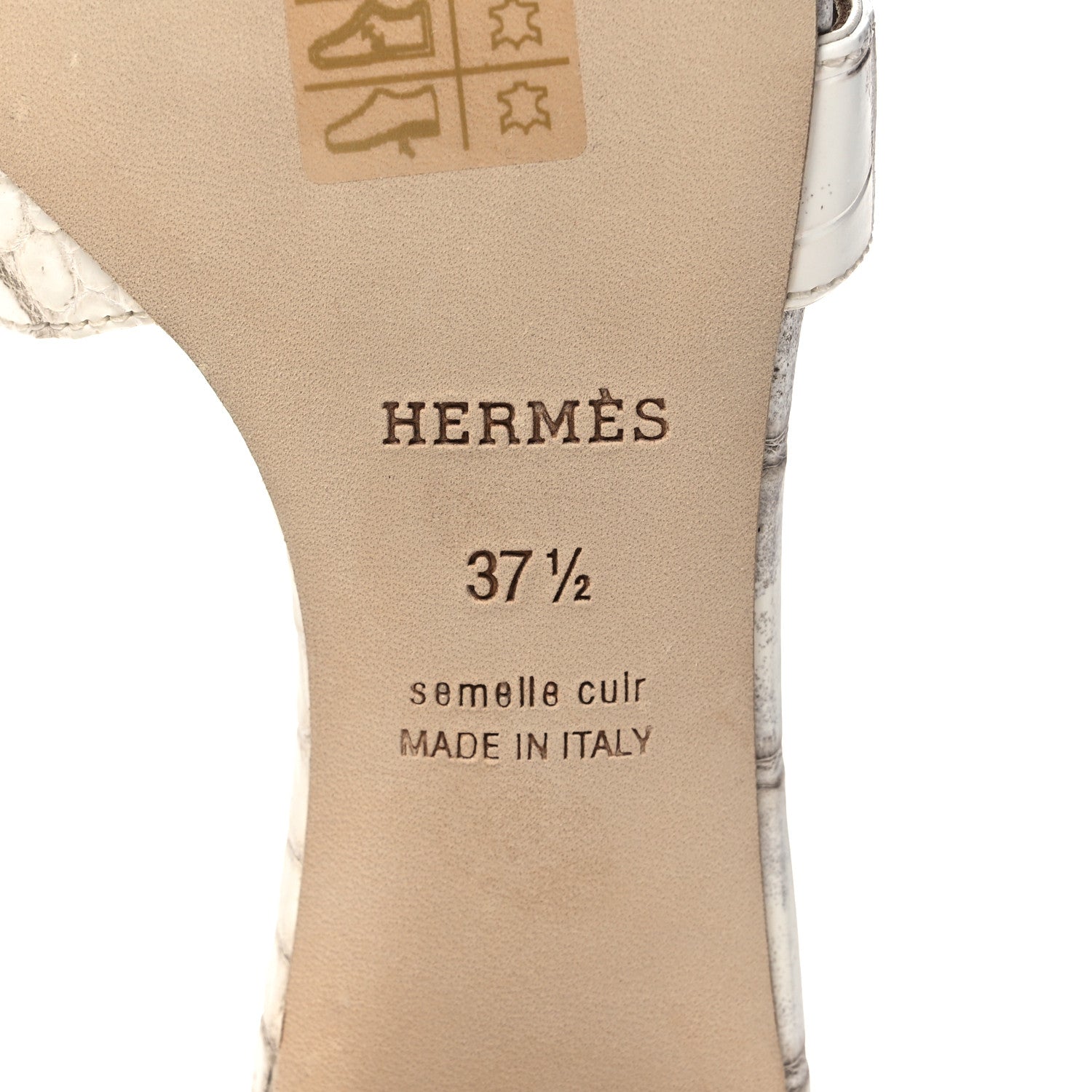 Hermes Matte Niloticus Crocodile Himalaya Oasis Sandals 37.5 White