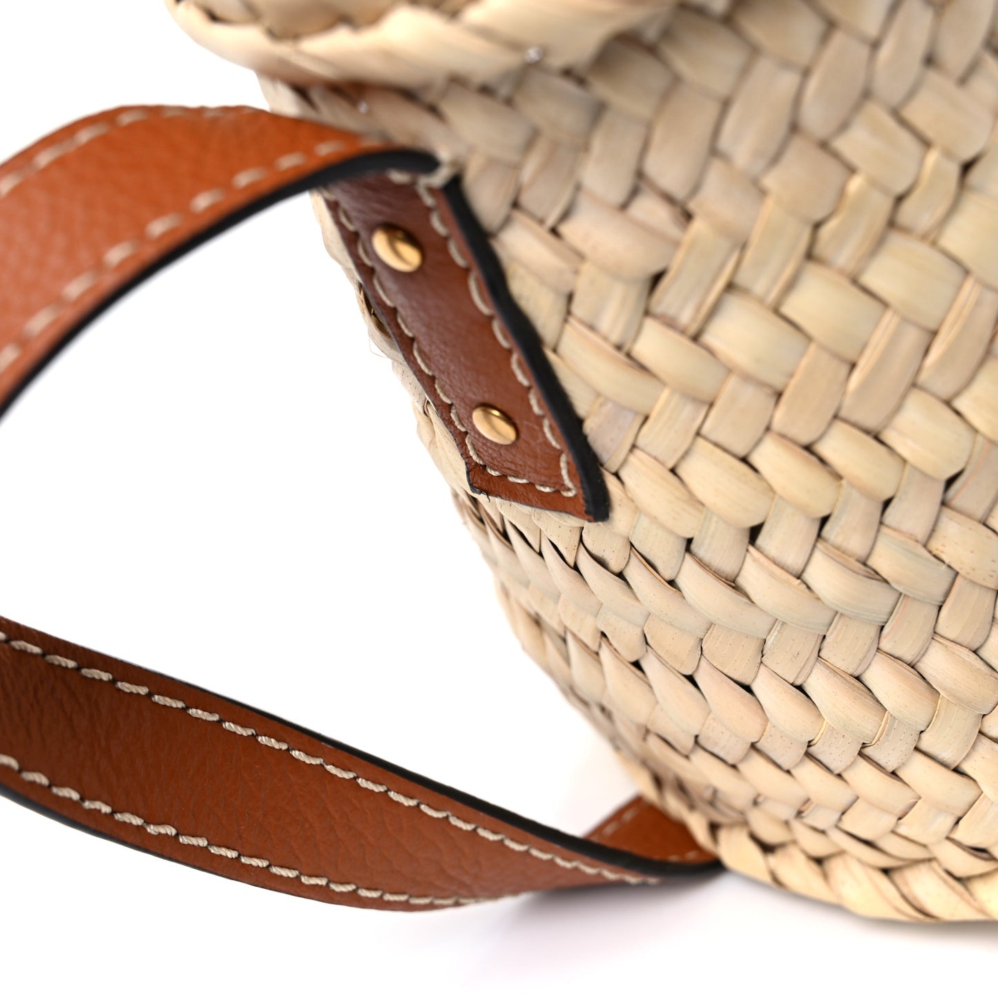 Raffia Calfskin Marcie Basket Tan