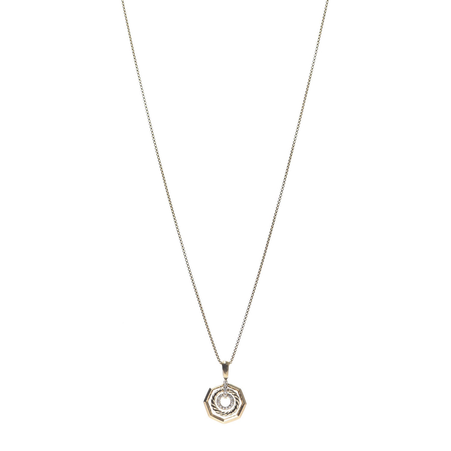 18K Yellow Gold Diamond 16mm Stax Pendant Necklace