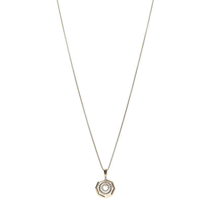 David Yurman 18K Yellow Gold Diamond 16mm Stax Pendant Necklace 1 of 7