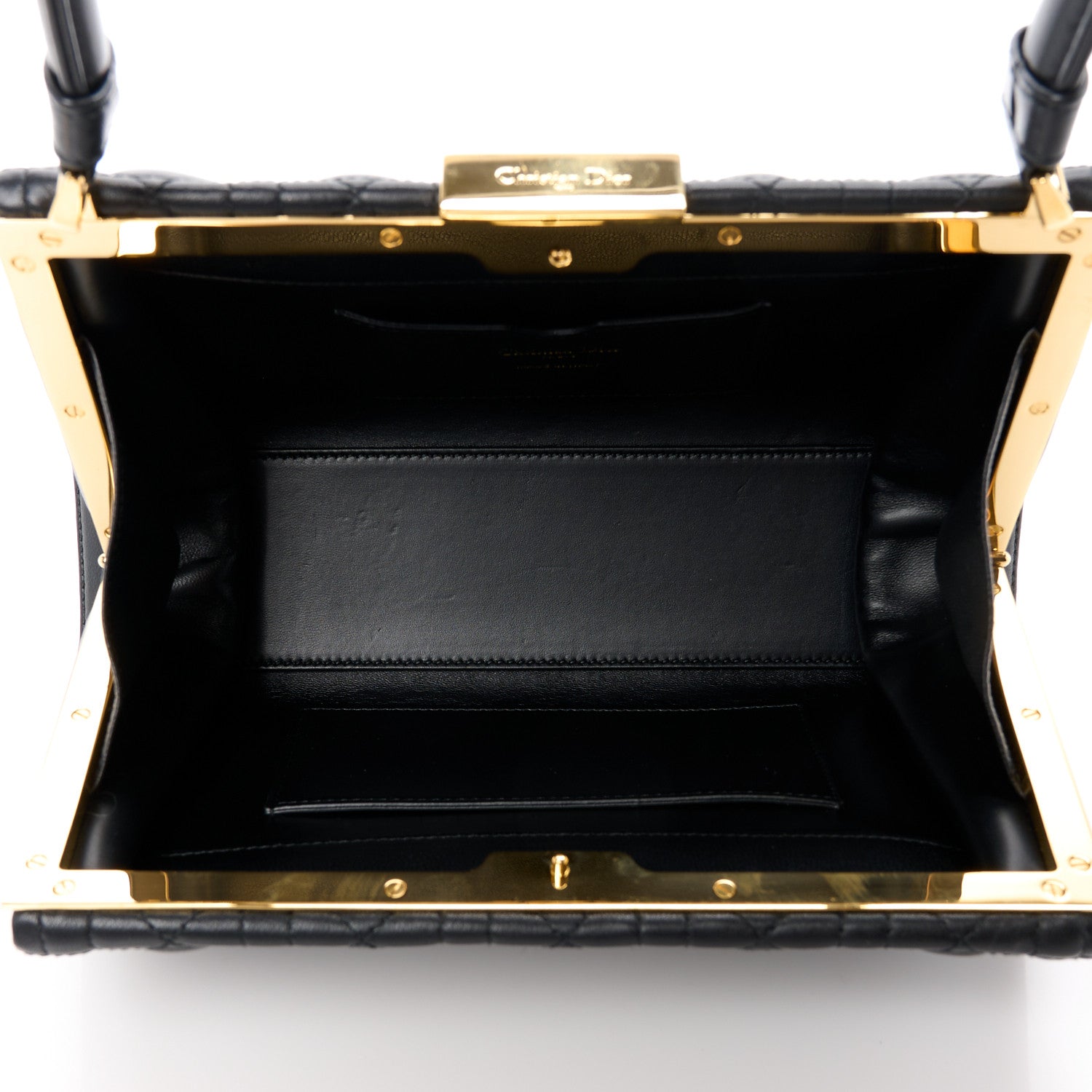 Christian Dior Calfskin Cannage Frame Bag Black 6 of 10