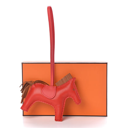 Hermes Milo Lambskin Grigri Rodeo Horse Bag Charm MM Rouge Indien Gold Bougainvillea 4 of 4