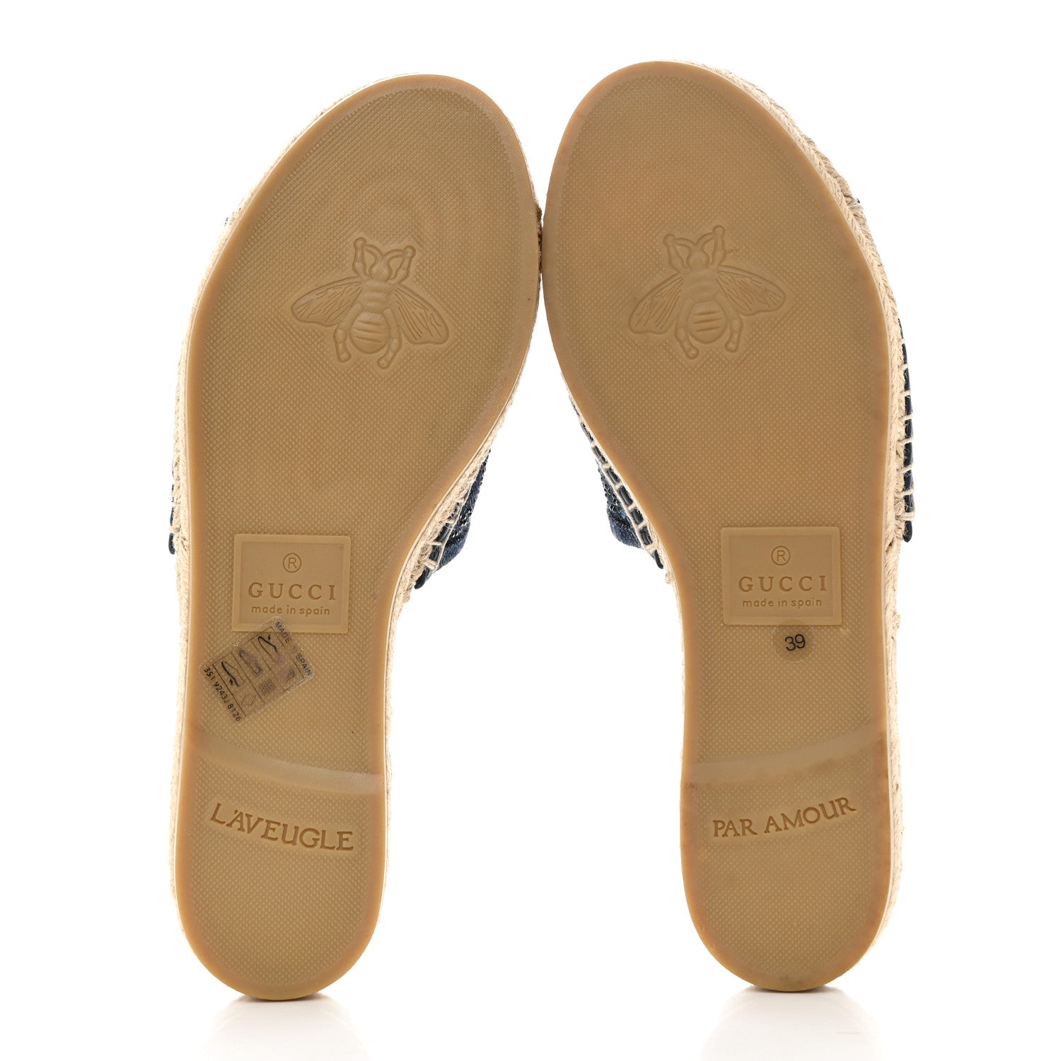 Gucci Denim Crystals GG Monogram Espadrille 20mm Slide Sandals 39 Denim 5 of 9