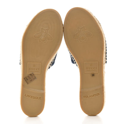 Gucci Denim Crystals GG Monogram Espadrille 20mm Slide Sandals 39 Denim 5 of 9