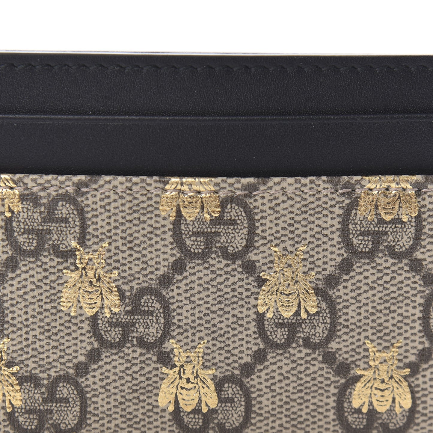 GG Supreme Monogram Bees Card Holder Black