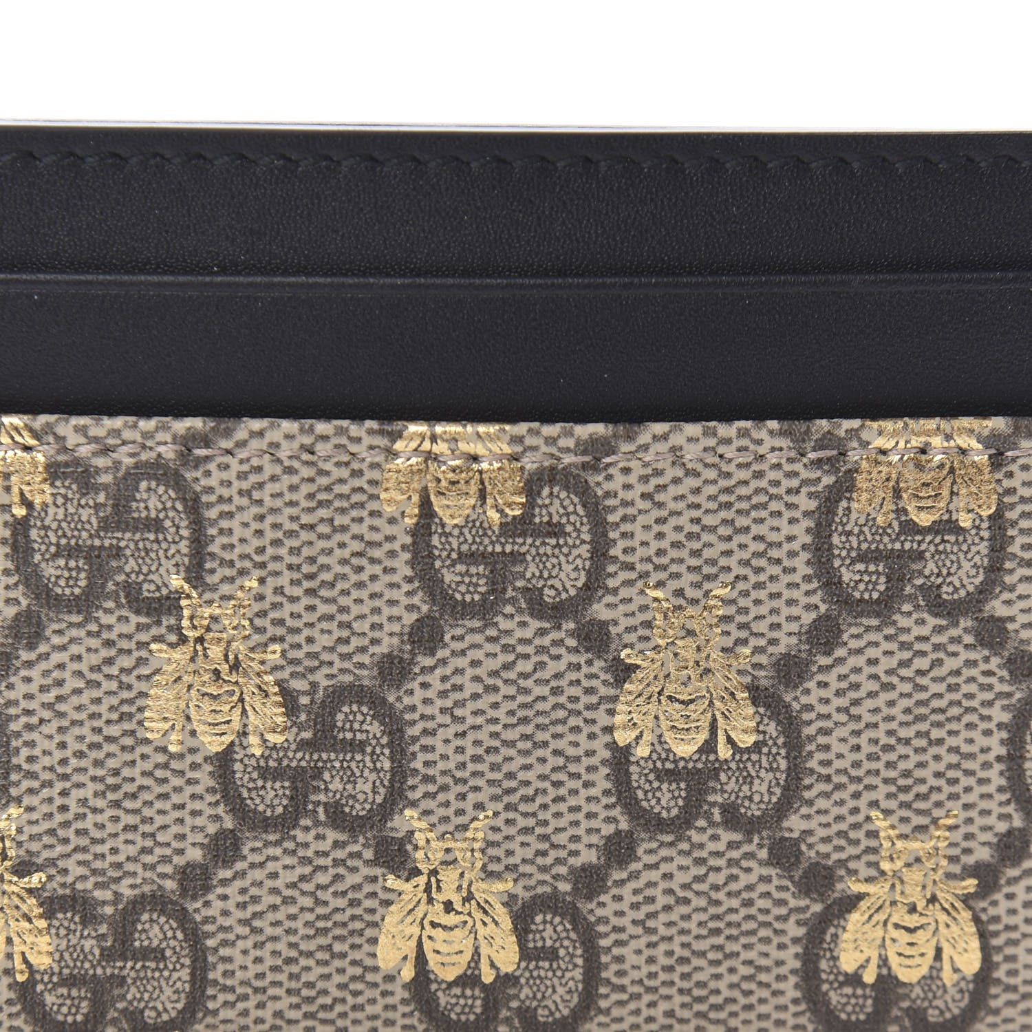 Gucci GG Supreme Monogram Bees Card Holder Black 7 of 8