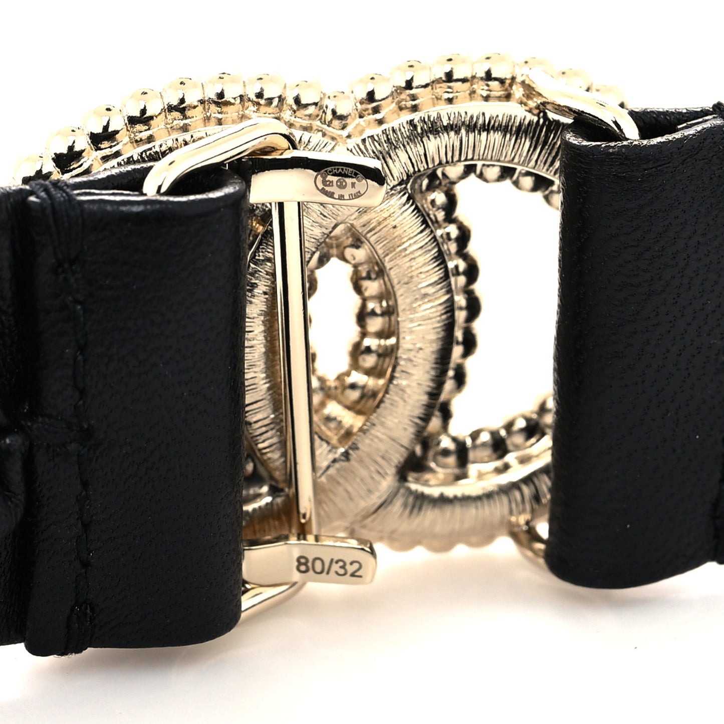 Lambskin Crystal Pearl CC Belt 80 32 Black