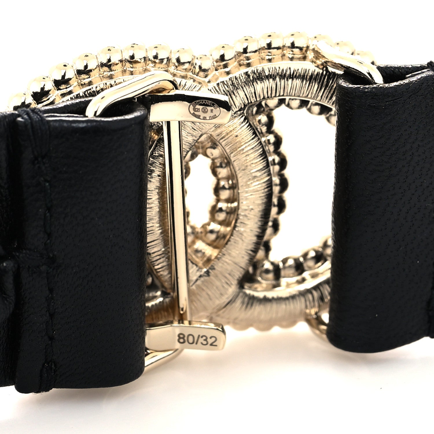 Chanel Lambskin Crystal Pearl CC Belt 80 32 Black 5 of 5