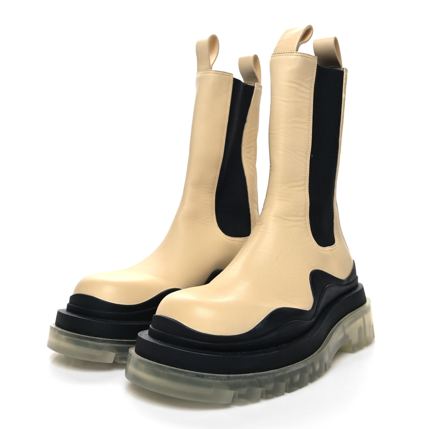 Bottega Veneta Calfskin The Tire Chelsea Boots 37.5 Wax Black Transparent 3 of 7