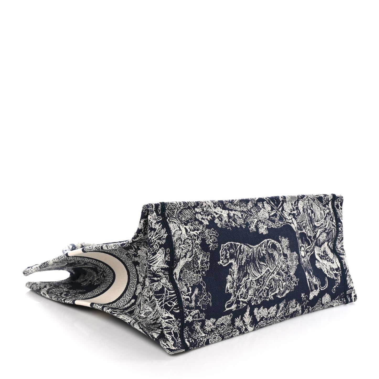 Canvas Embroidered Large Dioriviera Toile De Jouy Reverse Book Tote Blue