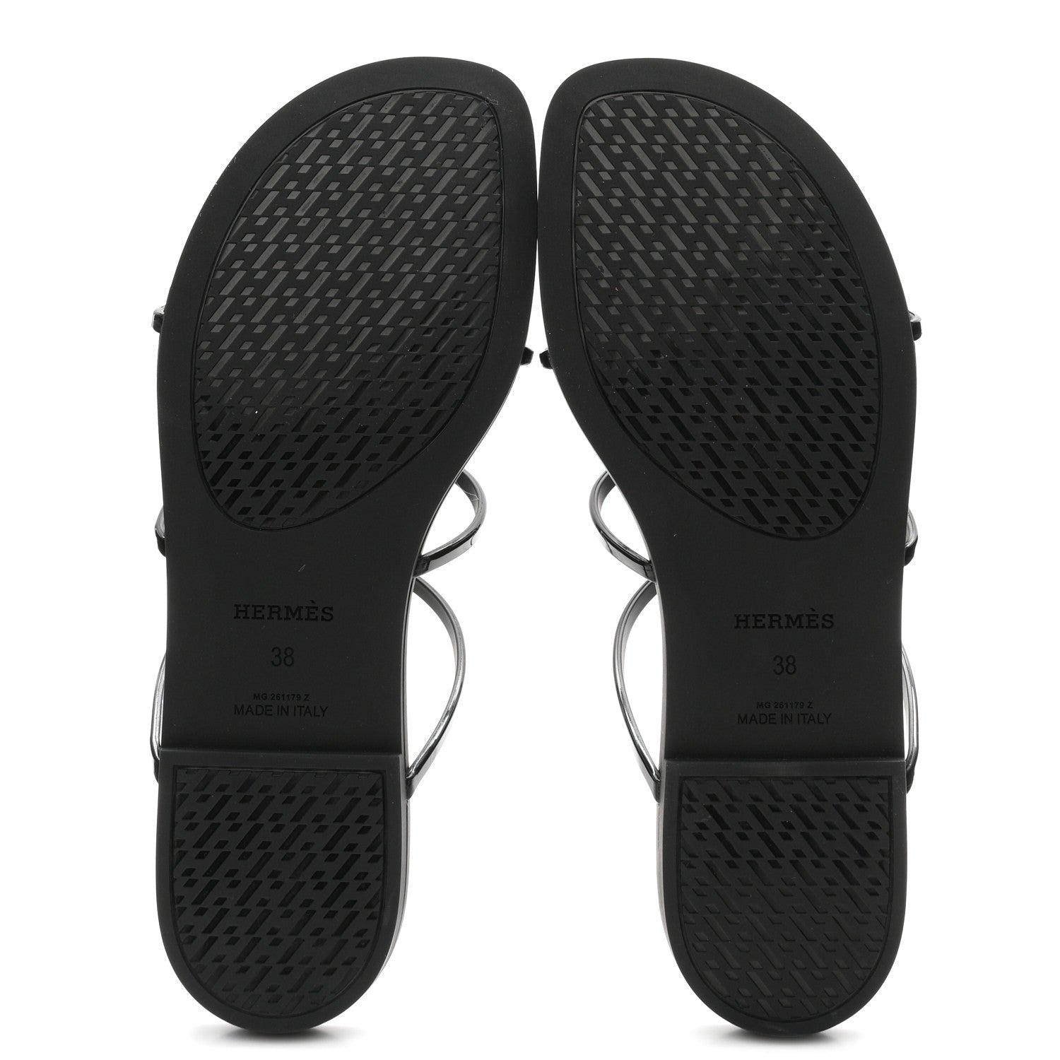 Hermes Rubber Womens Mykonos Sandals 38 Black 6 of 10