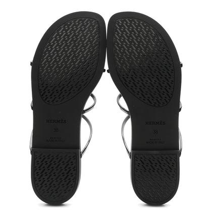 Hermes Rubber Womens Mykonos Sandals 38 Black 6 of 10