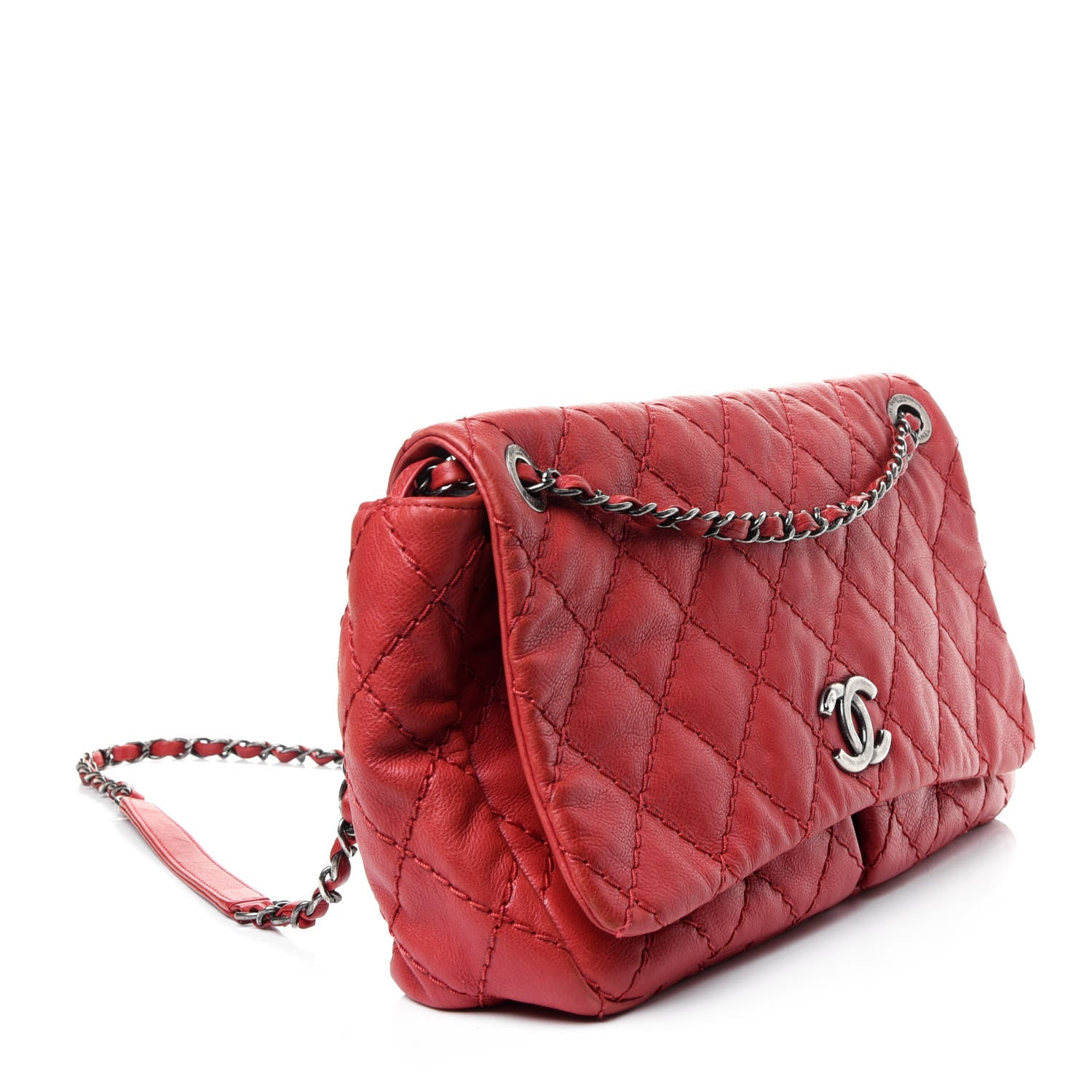 Chanel Grained Calfskin Medium Natural Beauty Flap Red 2 of 7