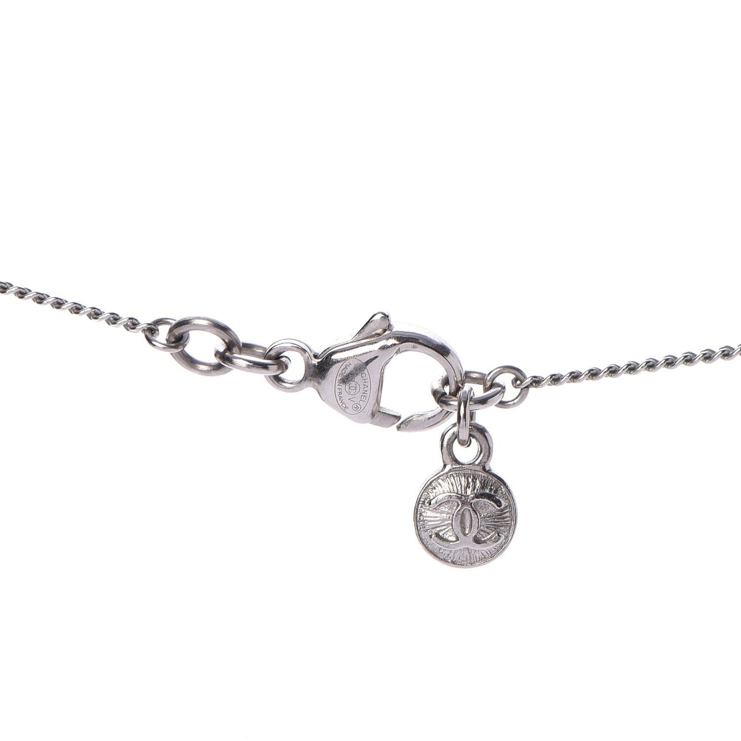 Crystal Bead CC Star Necklace Silver