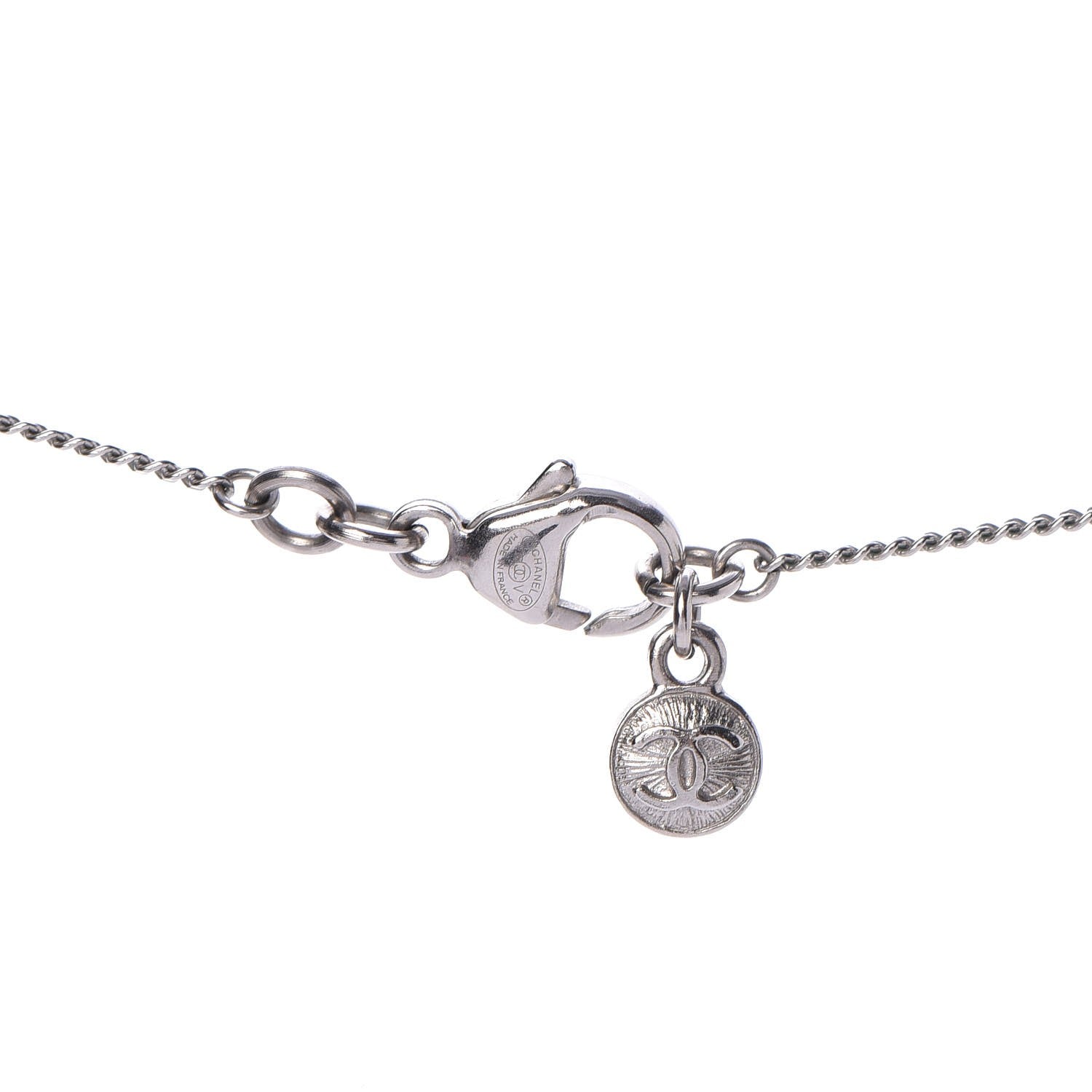 Chanel Crystal Bead CC Star Necklace Silver 6 of 7