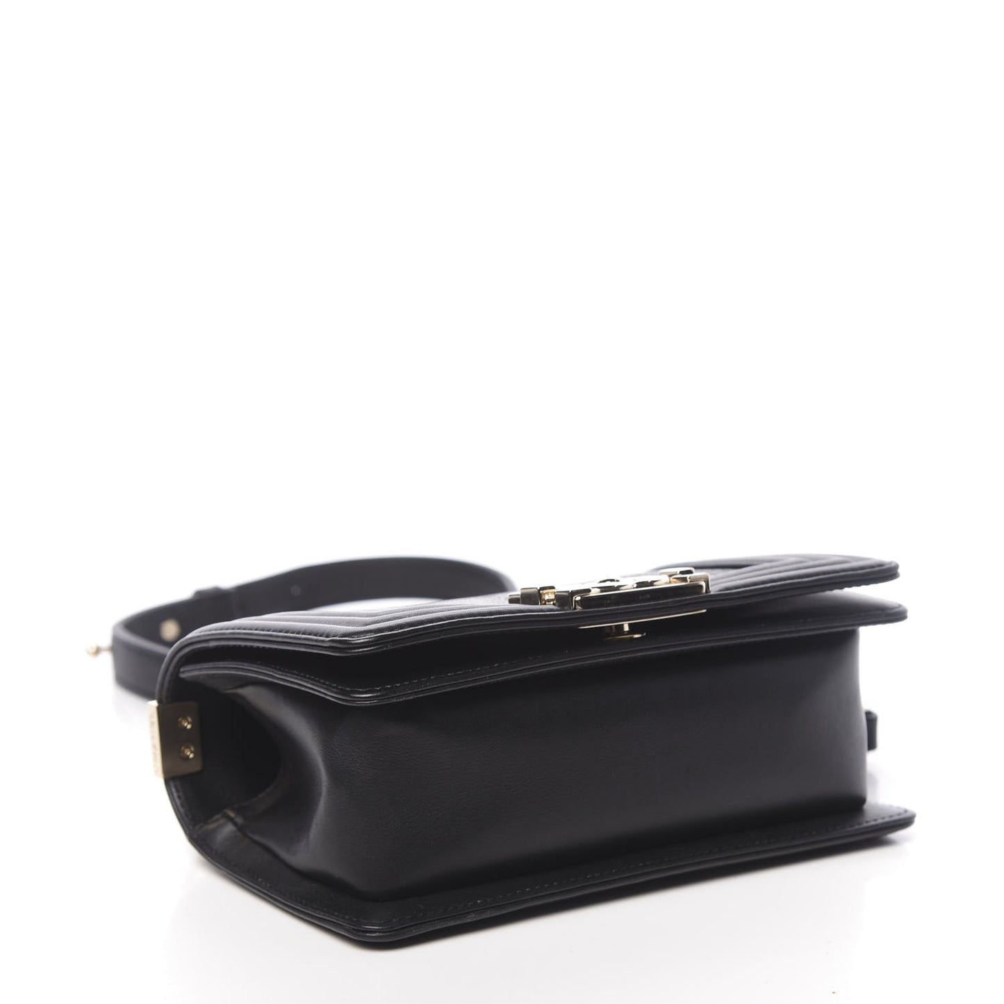 Lizard Calfskin Small Boy Flap Black