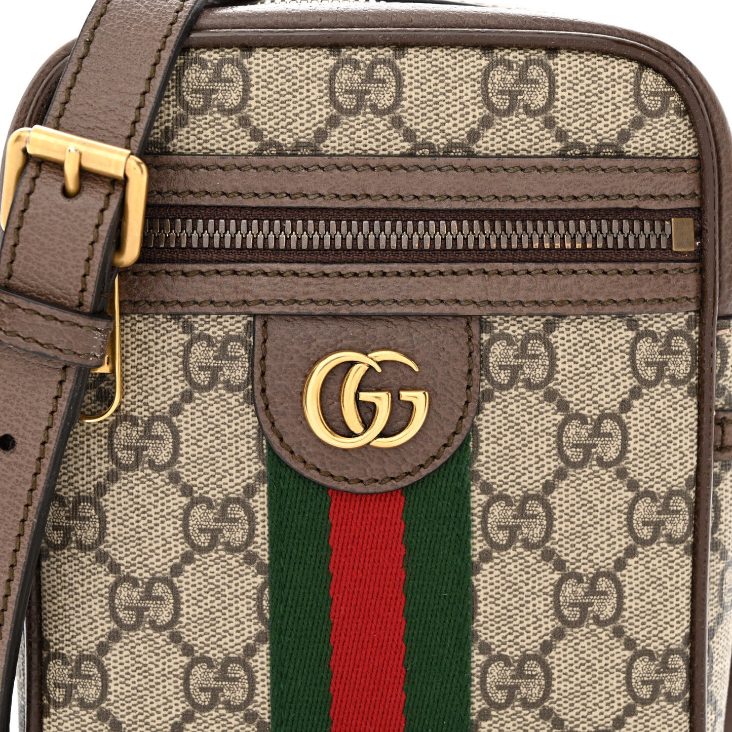 GG Supreme Monogram Web Mini Ophidia Messenger Brown