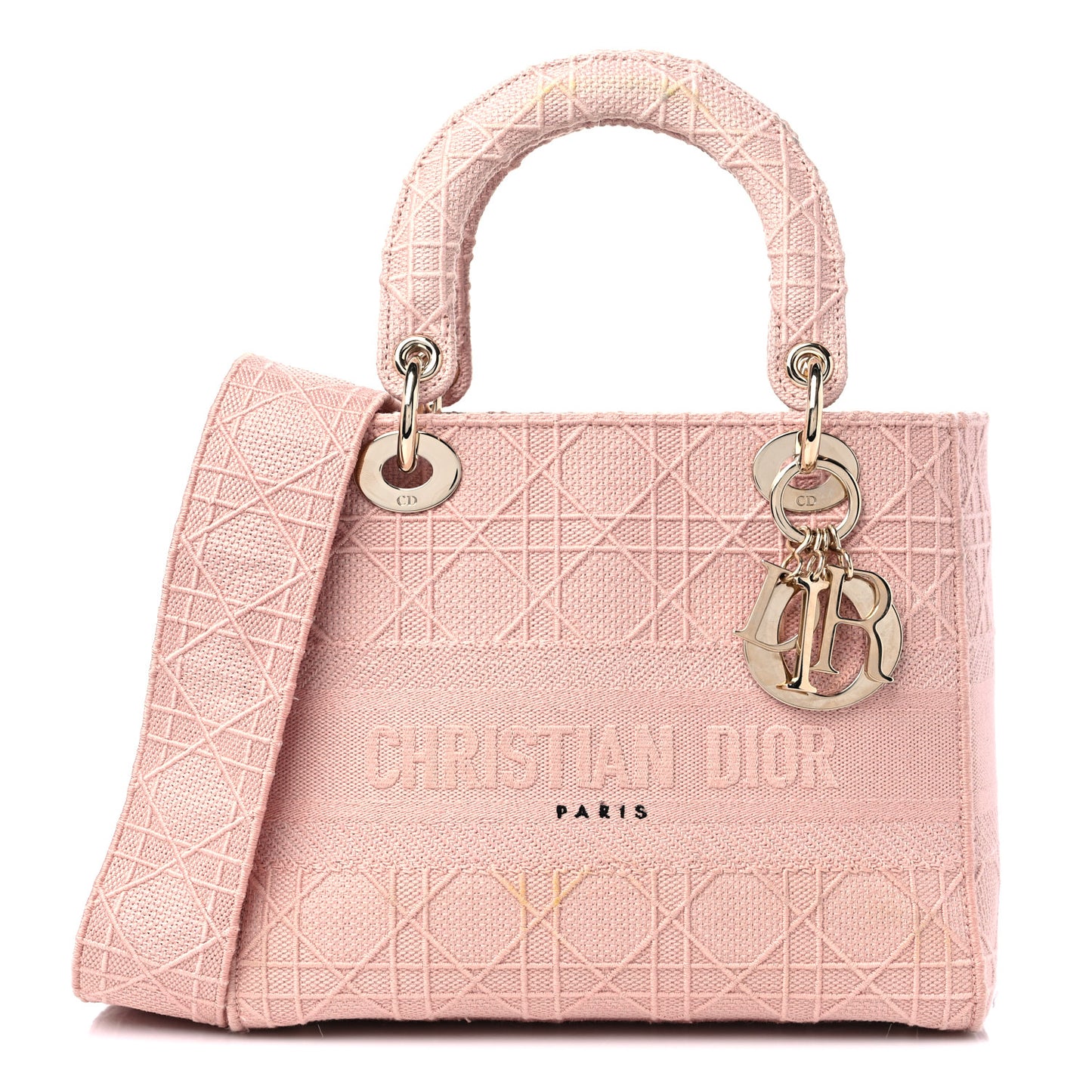 Canvas Embroidered Cannage Medium Lady D-Lite Pink