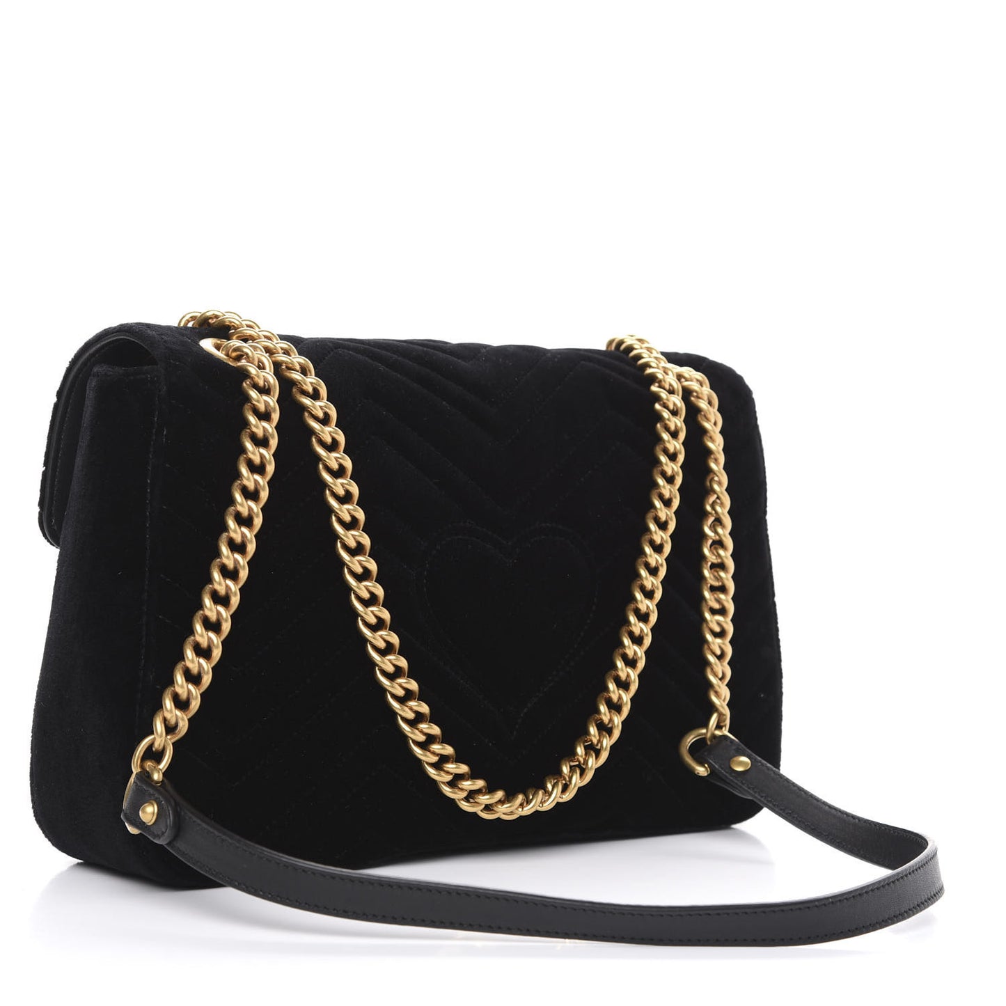 Velvet Matelasse Medium GG Marmont Shoulder Bag Black