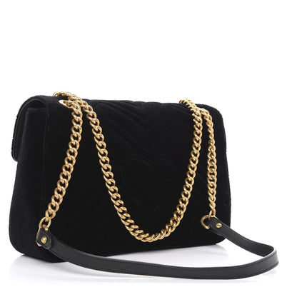 Gucci Velvet Matelasse Medium GG Marmont Shoulder Bag Black 3 of 10