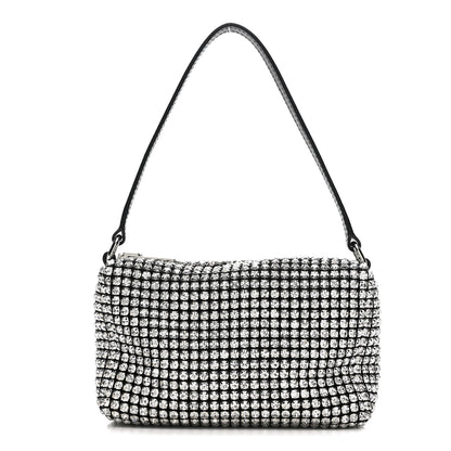 Alexander Wang Mesh Crystal Rhinestone Mini Heiress Pouch Black Silver 1 of 9