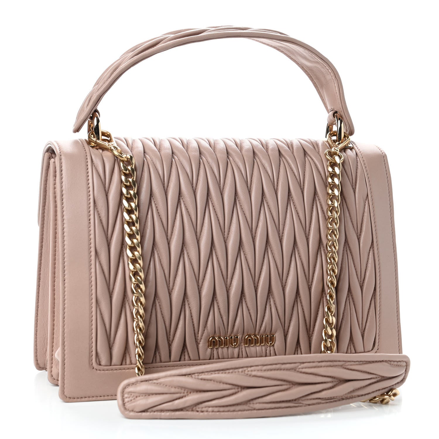 Miu Miu Nappa Confidential Matelasse Top Handle Beige 2 of 4