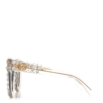 Gucci Acetate Crystal Oversize Mirrored Star Sunglasses GG0116S Ivory 3 of 6