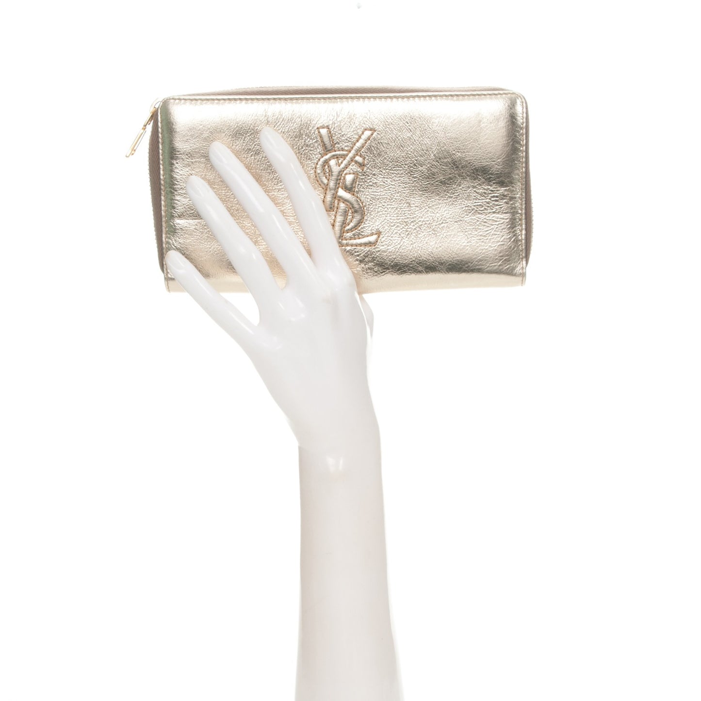Metallic Calfskin Belle De Jour Zip Around Wallet Gold
