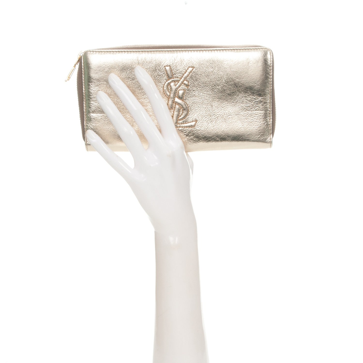 Saint Laurent Metallic Calfskin Belle De Jour Zip Around Wallet Gold 2 of 7