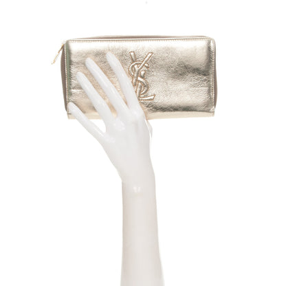 Saint Laurent Metallic Calfskin Belle De Jour Zip Around Wallet Gold 2 of 7