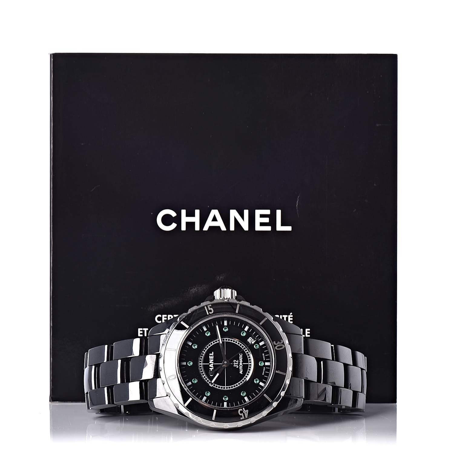 Chanel Stainless Steel Ceramic Emerald 38mm J12 Automatic Watch Black 7 of 7