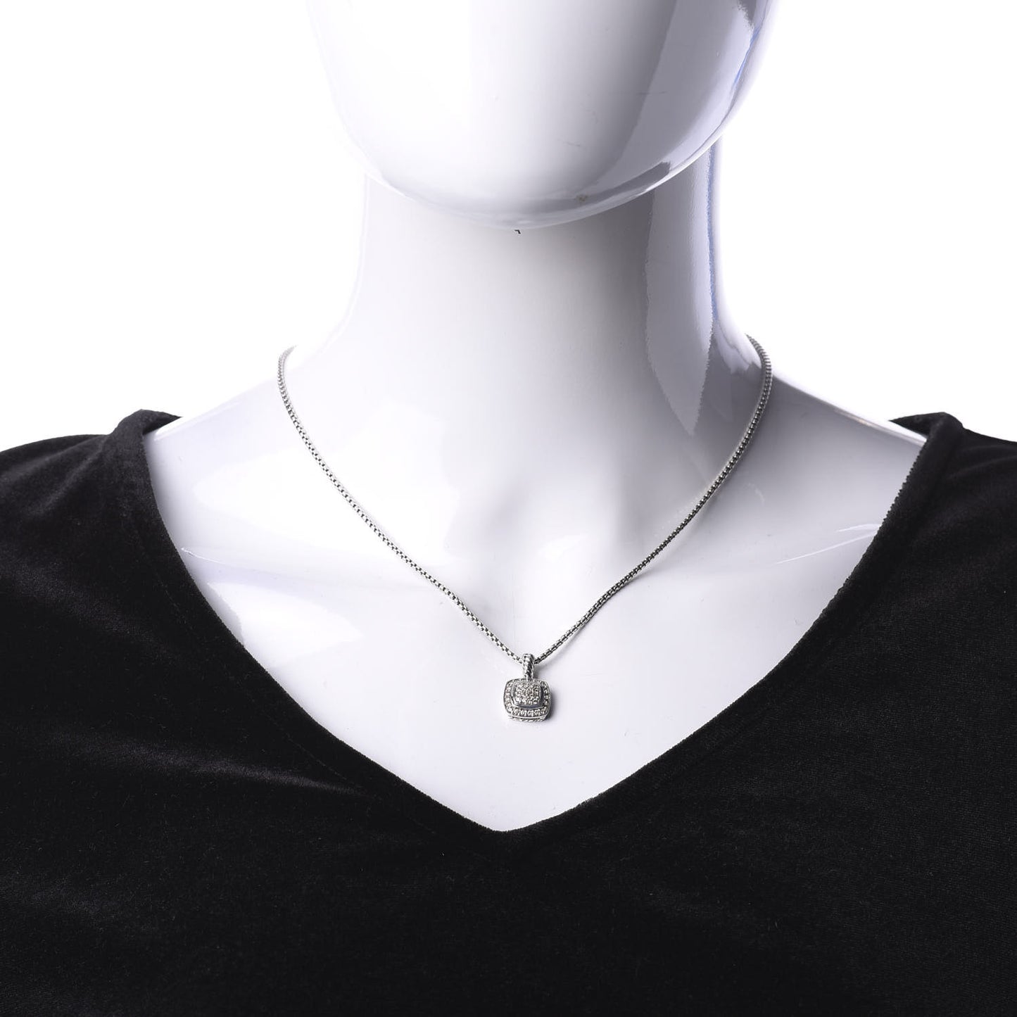 Sterling Silver Diamond Pave 7mm Petite Albion Pendant Necklace