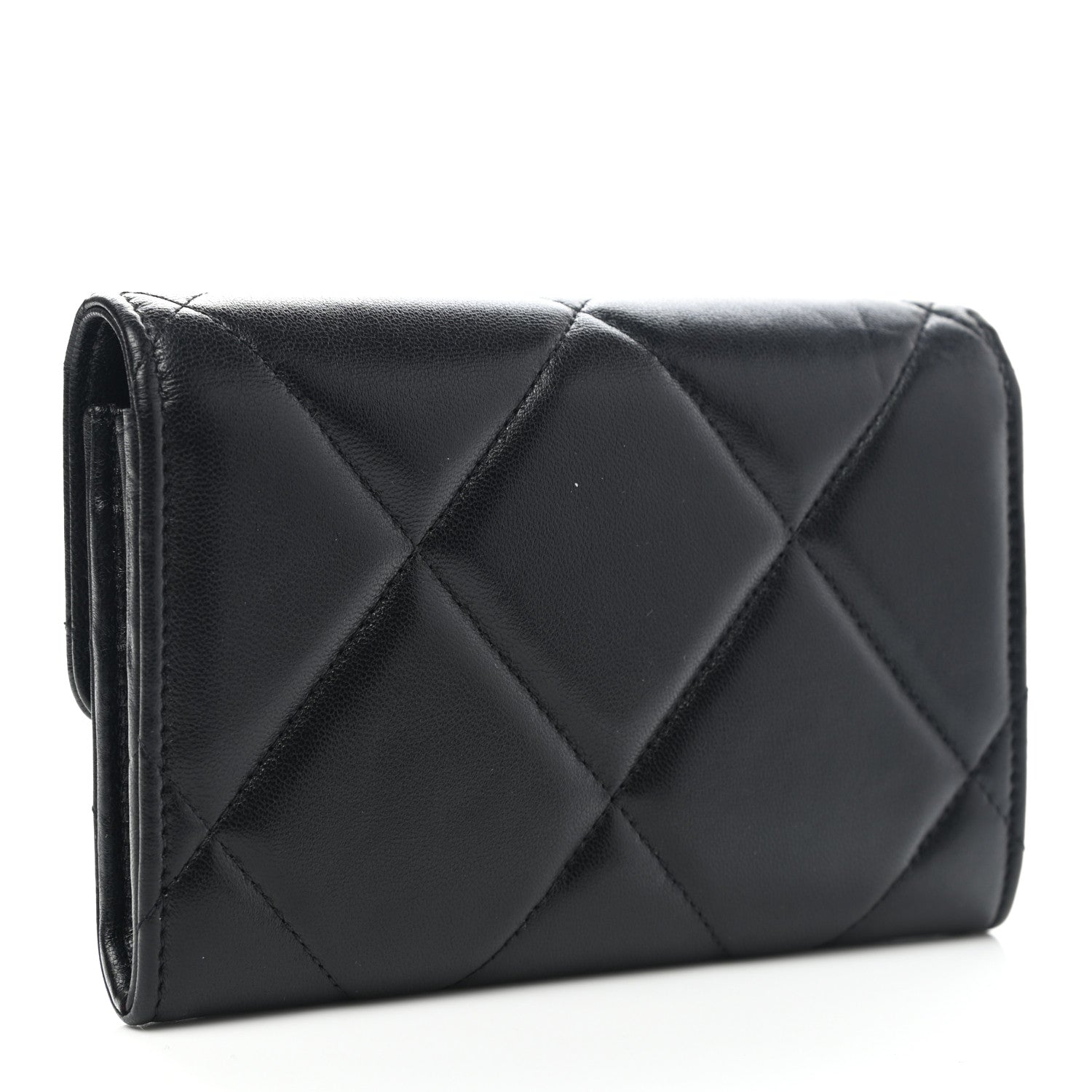 Chanel Lambskin Quilted Chanel 19 Flap Card Holder Black 3 of 9