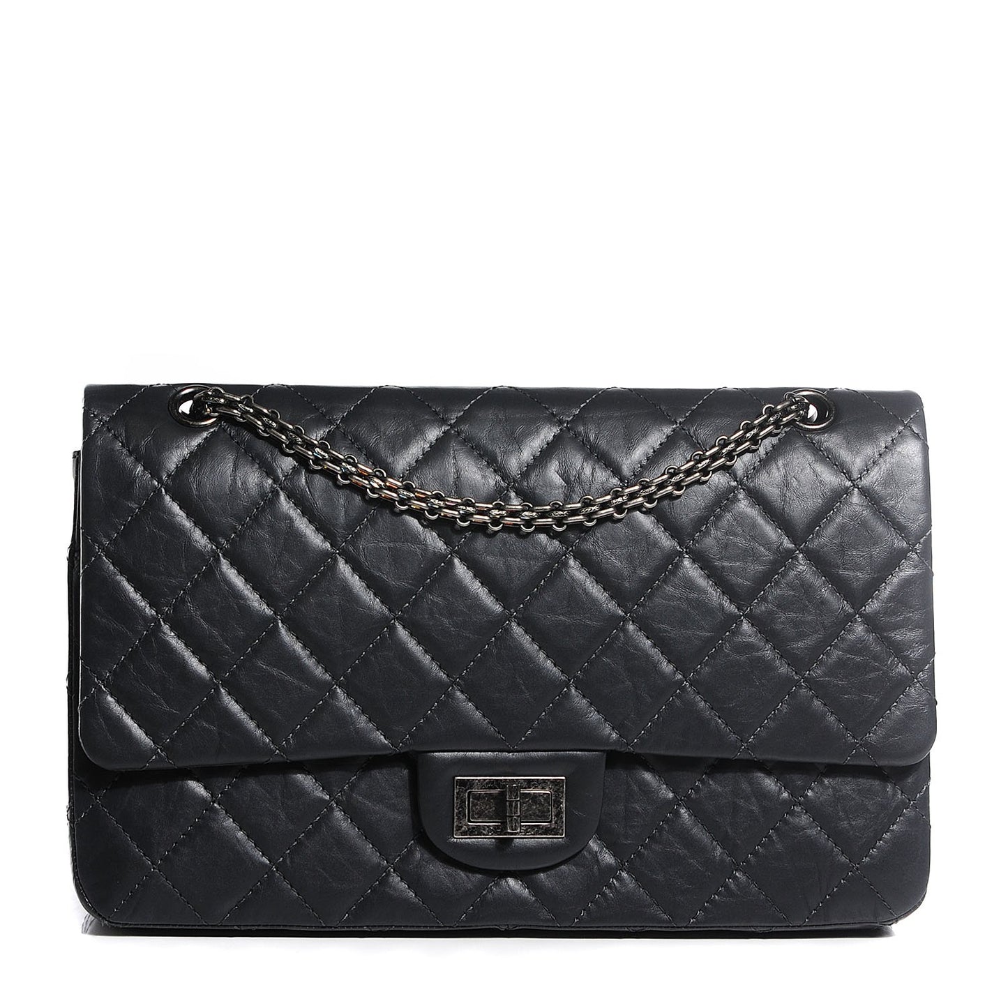 Aged Calfskin 2.55 Reissue 227 Flap Dark Grey
