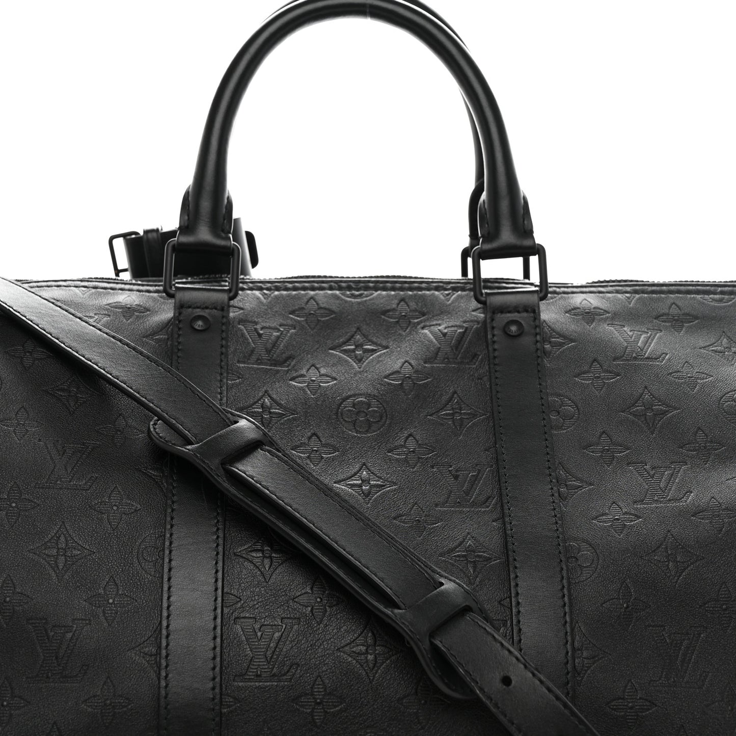 Calfskin Shadow Monogram Keepall Bandouliere 50 Black