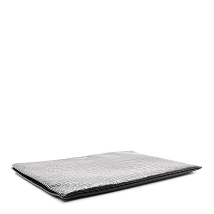 Saint Laurent Calfskin Crocodile Embossed Document Holder Black 4 of 7