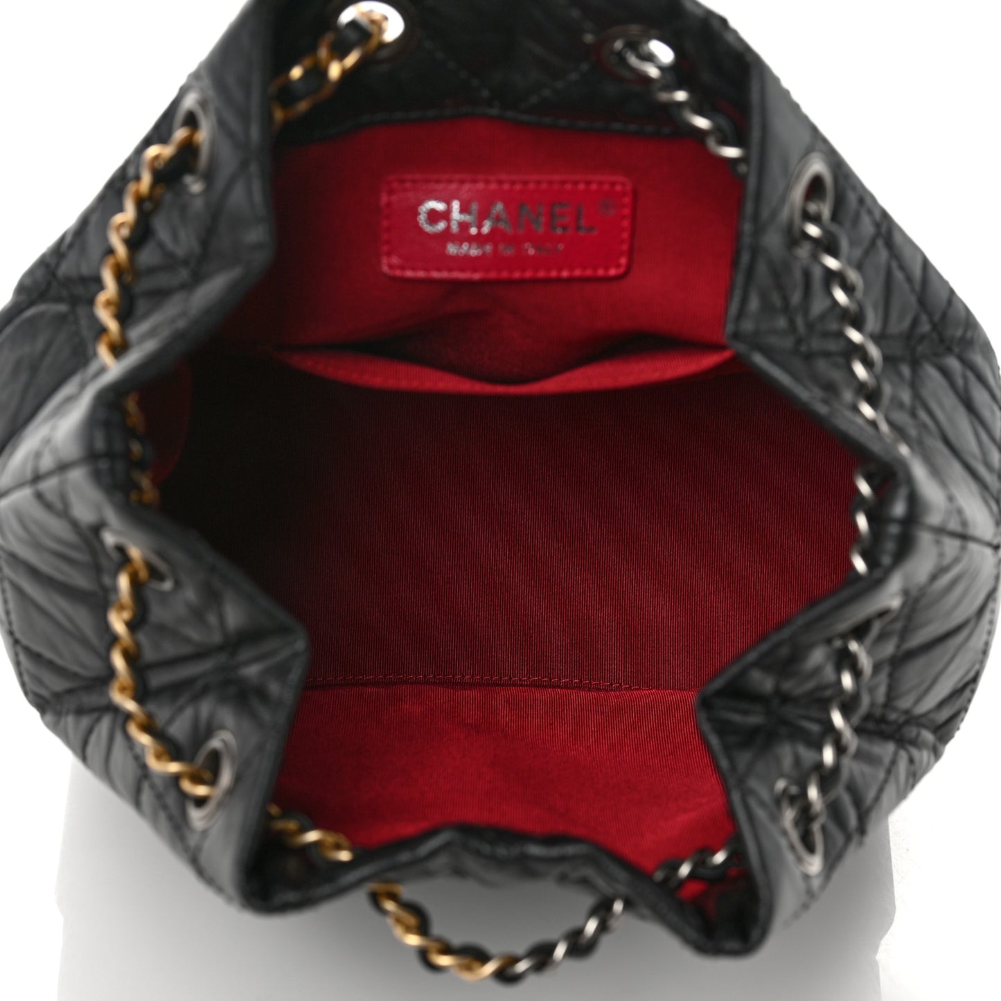 Aged Calfskin Quilted Small Gabrielle Backpack Black