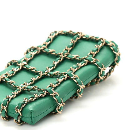 Chanel Lambskin Tech Me Out Clutch With Chain Green 11 of 12