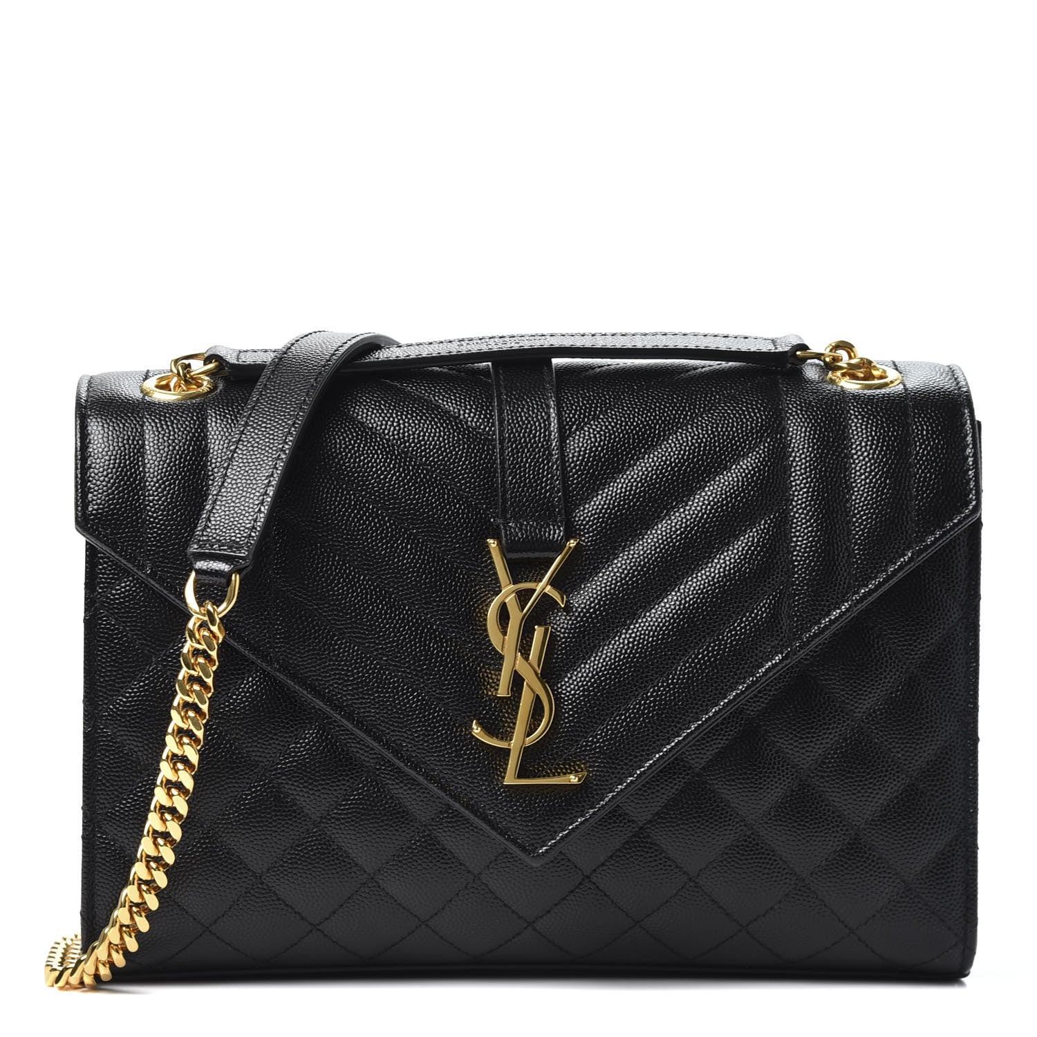 Saint Laurent Grain De Poudre Textured Mixed Matelasse Triquilt Medium Monogram Satchel Black 1 of 9