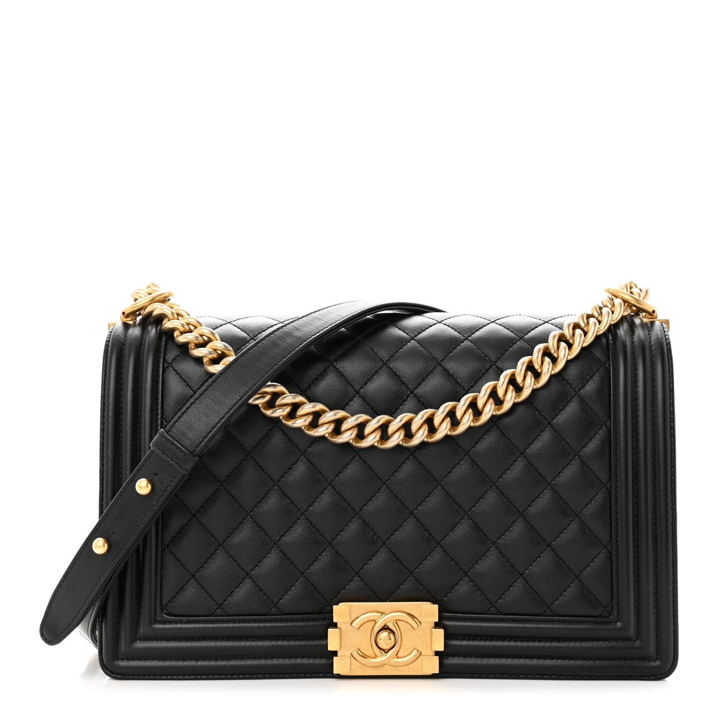 Calfskin Quilted New Medium Boy Flap Black