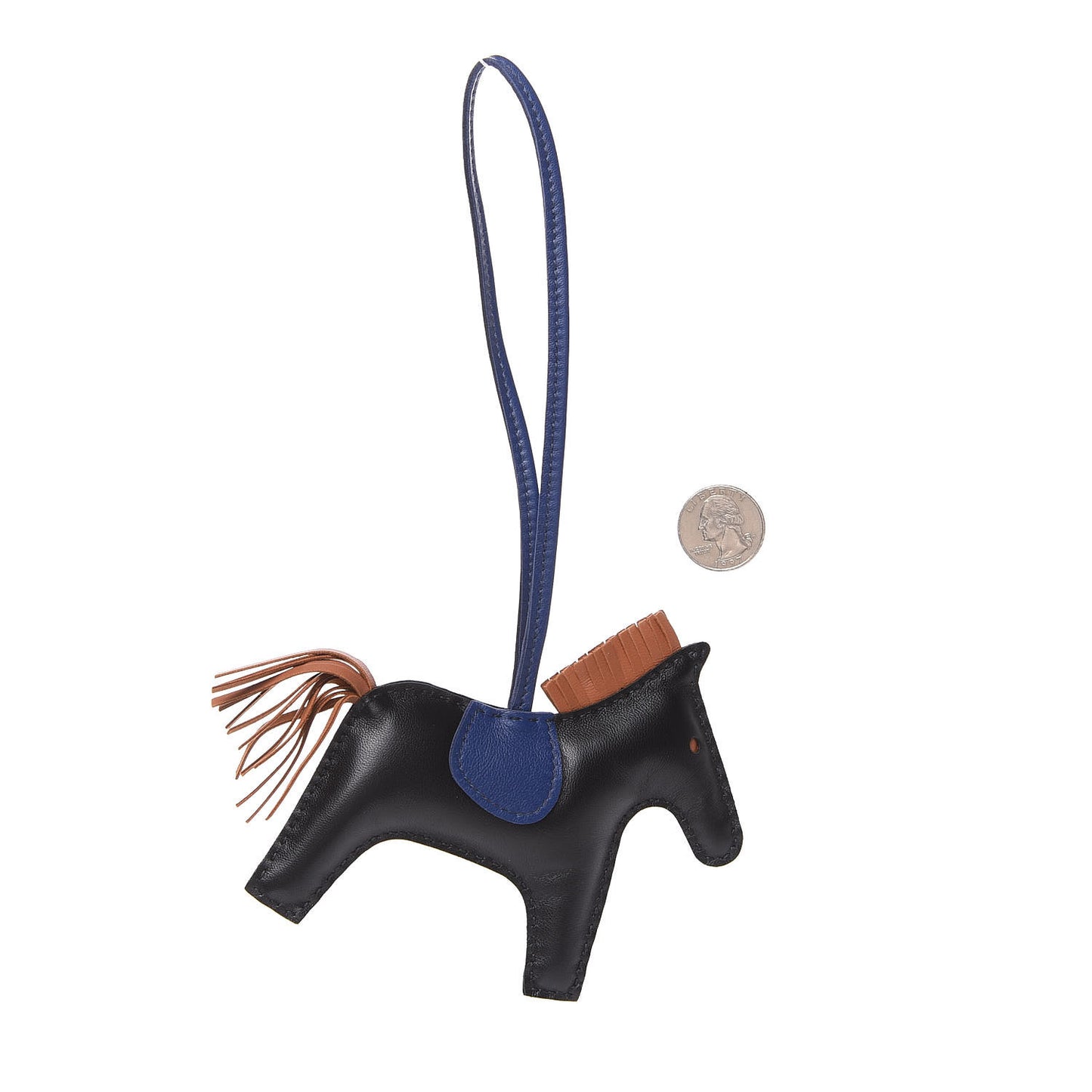 Milo Lambskin Grigri Rodeo Horse Bag Charm MM Black Bleu Saphir Gold