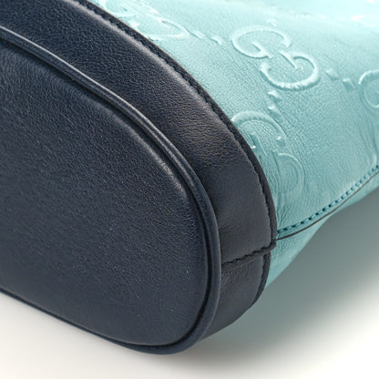 Gucci Wonka Grain Calfskin Bi-Color GG Debossed Small Padlock Shoulder Bag Dusty Azure Blue 9 of 9