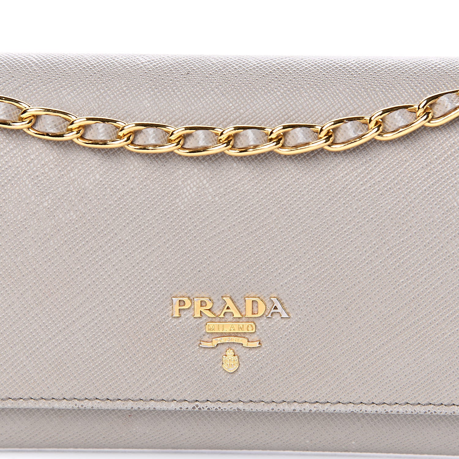 Prada Saffiano Metal Oro Chain Wallet Argilla 12 of 13