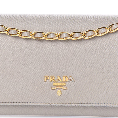 Prada Saffiano Metal Oro Chain Wallet Argilla 12 of 13