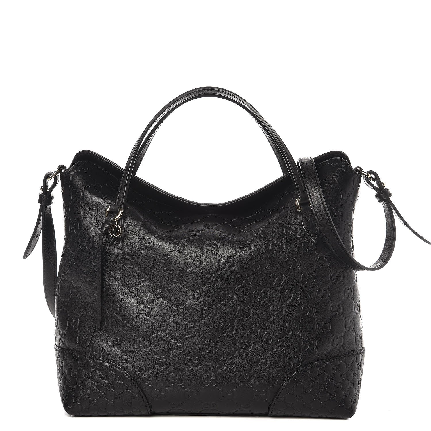 Gucci Guccissima Medium Bree Foldover Tote Black 1 of 8