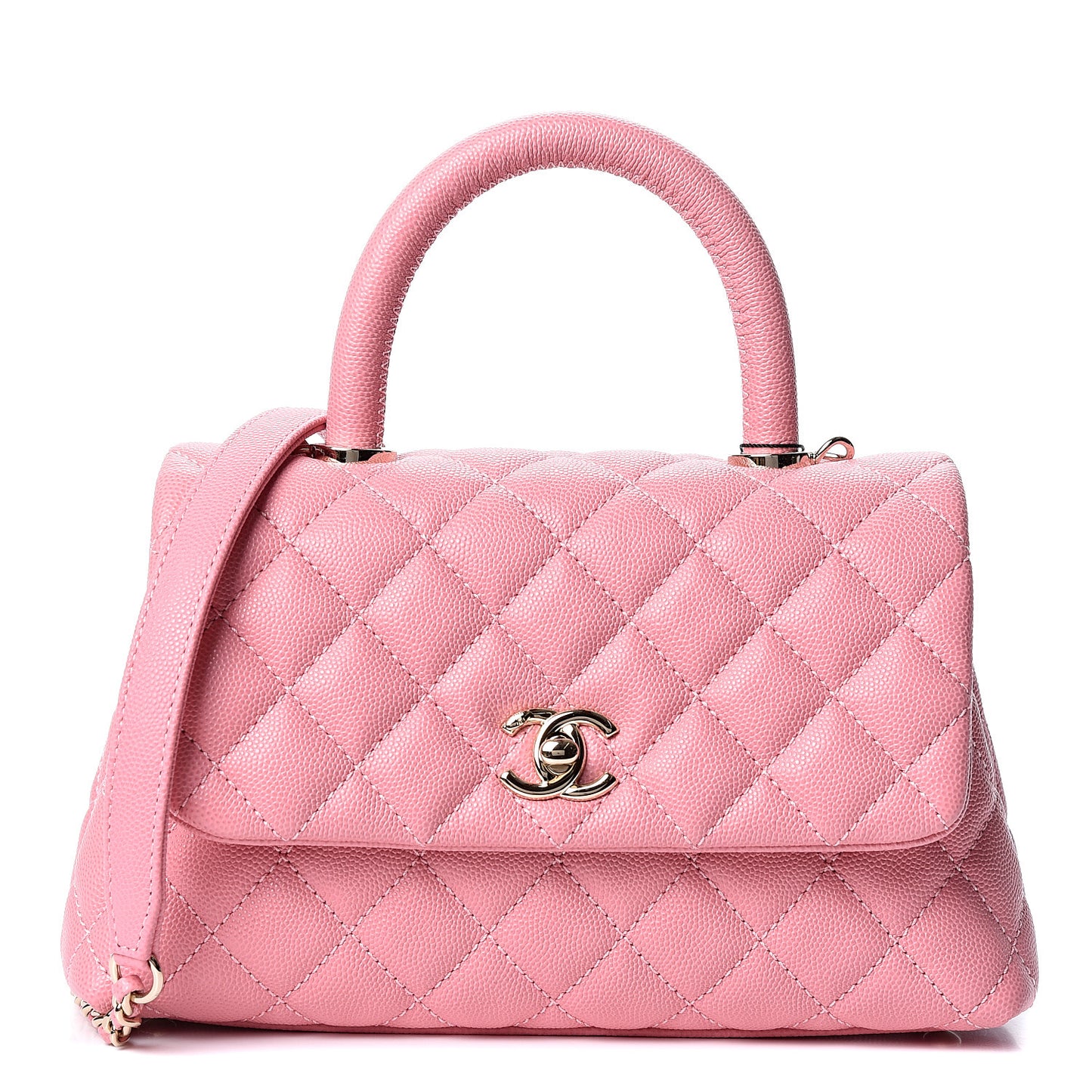 Caviar Quilted Mini Coco Handle Flap Pink