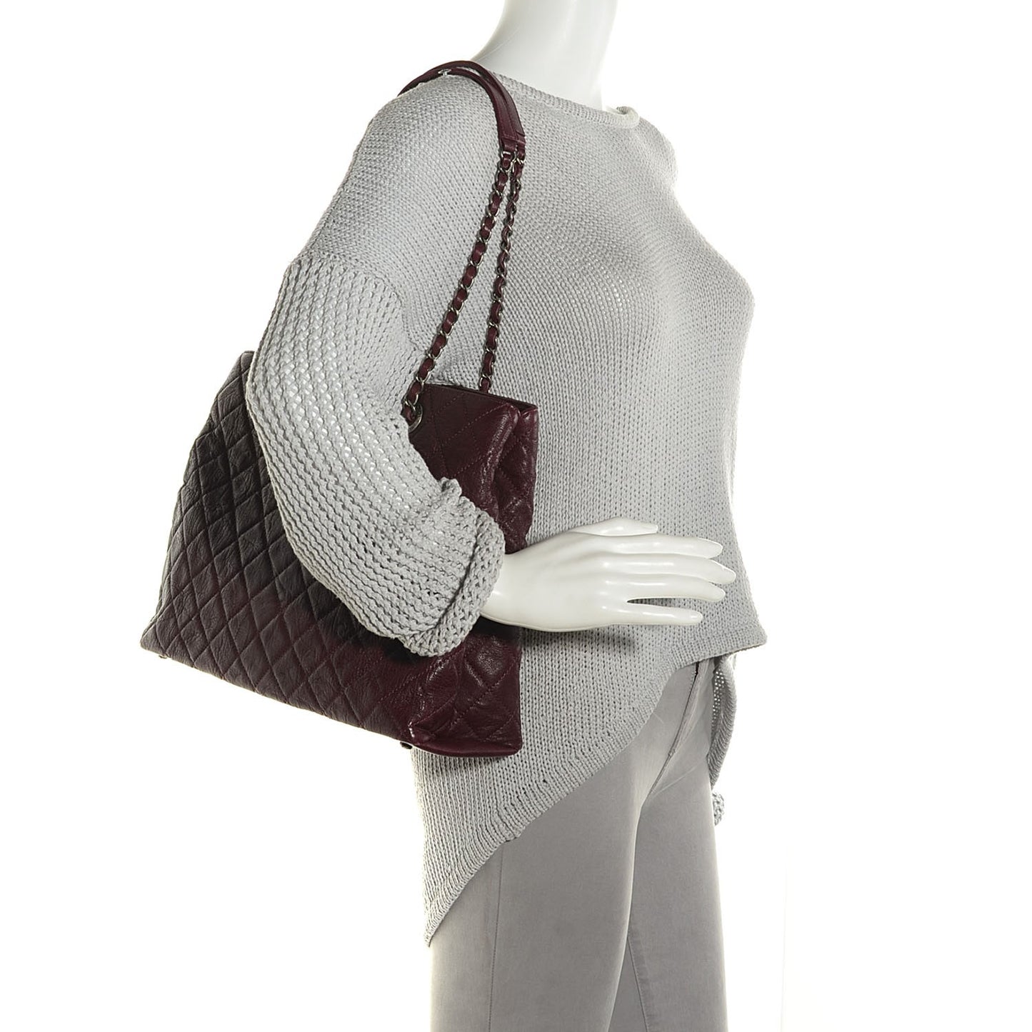 Distressed Lambskin Tote Burgundy